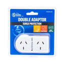 Double Adaptor The Brute Power Co. Flat Right+surge Protection White