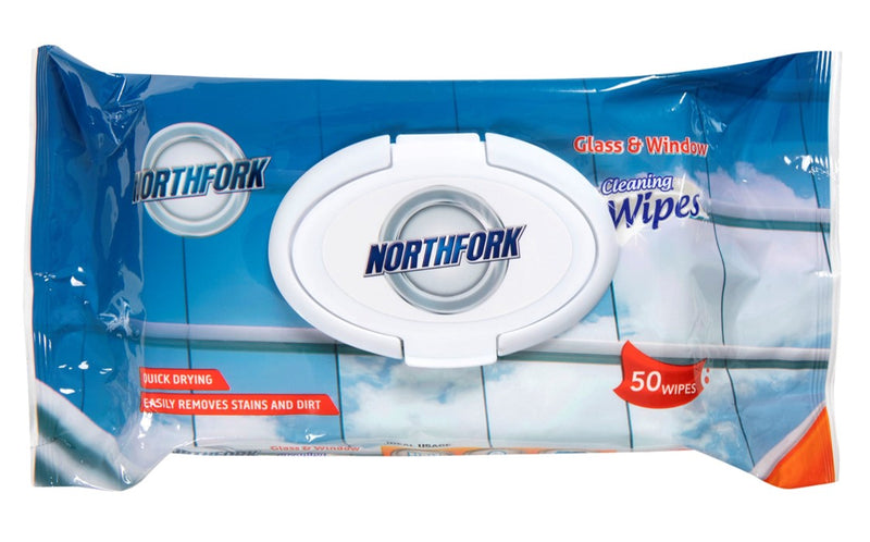 CLEANING WIPES NORTHFORK GLASS AND WINDOW WET PK50