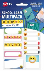 LABELS NAME AVERY SCHOOL MULTIPACK HELLO IT'S ME 3 SHEETS 42PK