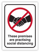 SIGN DURUS 225X300MM PREMISES PRACTICE SOCIAL DISTANCING BLK/RED