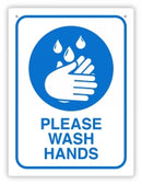 SIGN DURUS 225X300MM WASH HANDS WALL BLUE/WHITE