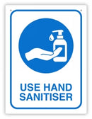 SIGN DURUS 225X300MM USE HAND SANITISER WALL BLUE/WHITE