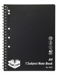 Notebook Spirax P600 Pp 1 Subject A4 S/o 200pg Black (PK5)