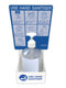 SANITISER STATION DURUS 100MMX100+HEADER BLUE AND WHITE