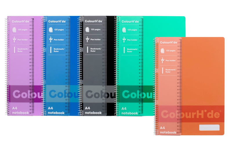 NOTEBOOK COLOURHIDE A4 ASTD 120PGPG PK4