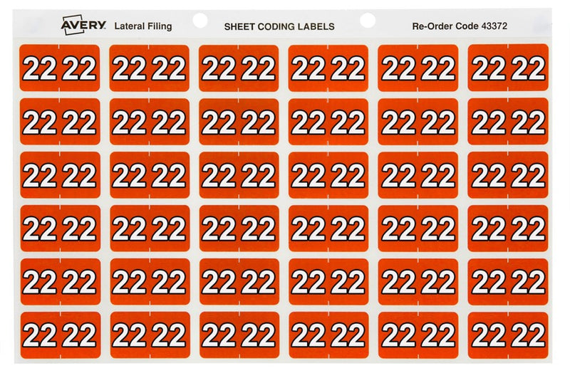 LABEL AVERY 25 X 38 MM 22 SIDE TAB COLOUR CODING LABELS DARK ORANGE PK180