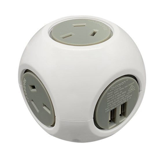 POWER BLOCK JACKSON INDUSTRIES 4 OUTLET 2 X USB PORTS WHITE