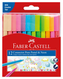 MARKER FABER-CASTELL CONNECTOR PEN PASTEL & NEON ASSTD PK12