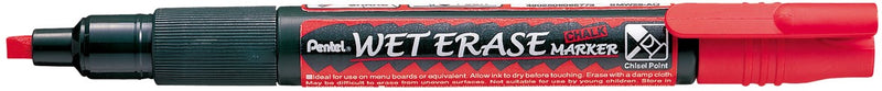 MARKER PENTEL 3.0MM LIQUID CHALK WET ERASE REVERSIBLE NIB RED