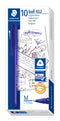 PEN STAEDTLER MEDIUM STICK 432 TRIANGULAR BALLPOINT BLUE BX10