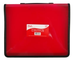 BINDER STAT A4 2R ZIPPER W/HANDLE RED-EACH