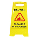 SAFETY SIGN CLEANLINK 32X31X65CM CLEANING IN PROGRESS YELLOW