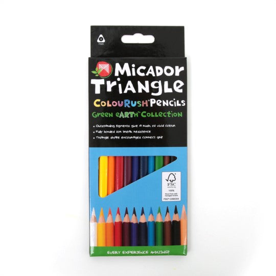 PENCIL COLOURED MICADOR COLOURUSH TRIANGLE FSC 100% ASSORTED BX12