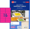 LABEL AVERY L7162FP SHIPPING HI VIS FLUORO PINK 16UP 25 SHTS