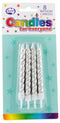 CANDLES ALPEN B/DAY SPIRAL JUMBO SILVER 8'S