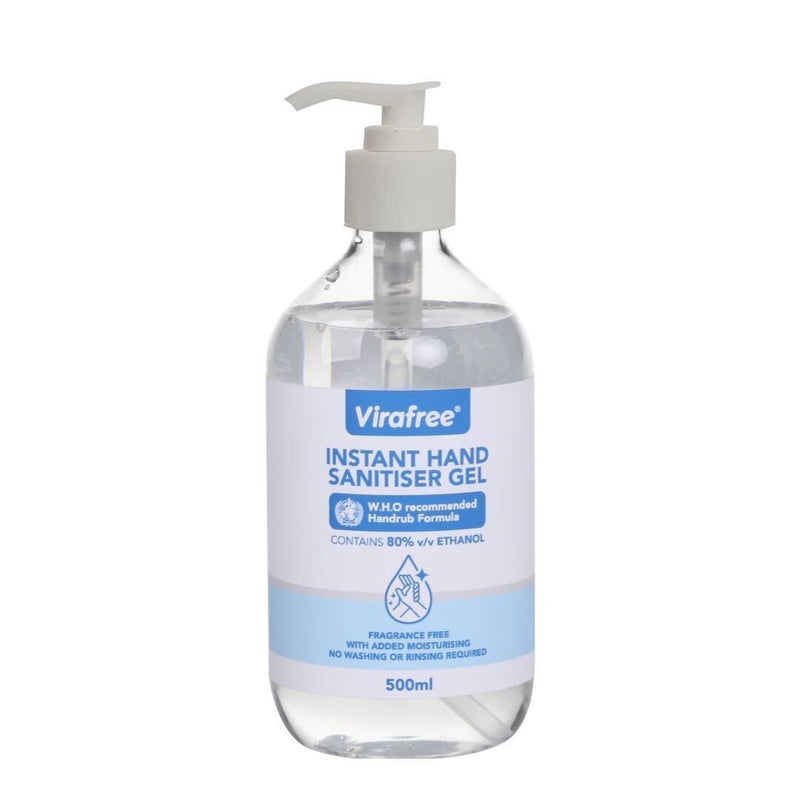 VIRAFREE INSTANT HAND SANITISER GEL 500ML 80% Alcohol